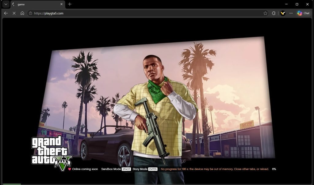 Безкоштовну GTA V запустили в браузері, але проєкт зник за кілька годин